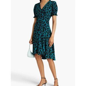 Diane Von Furstenberg Alexis Gathered Printed Crepe Dress 4